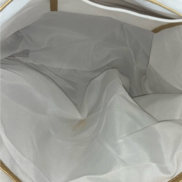 Yves Saint Laurent White and Gold Structured Tote - Picture 8 of 9